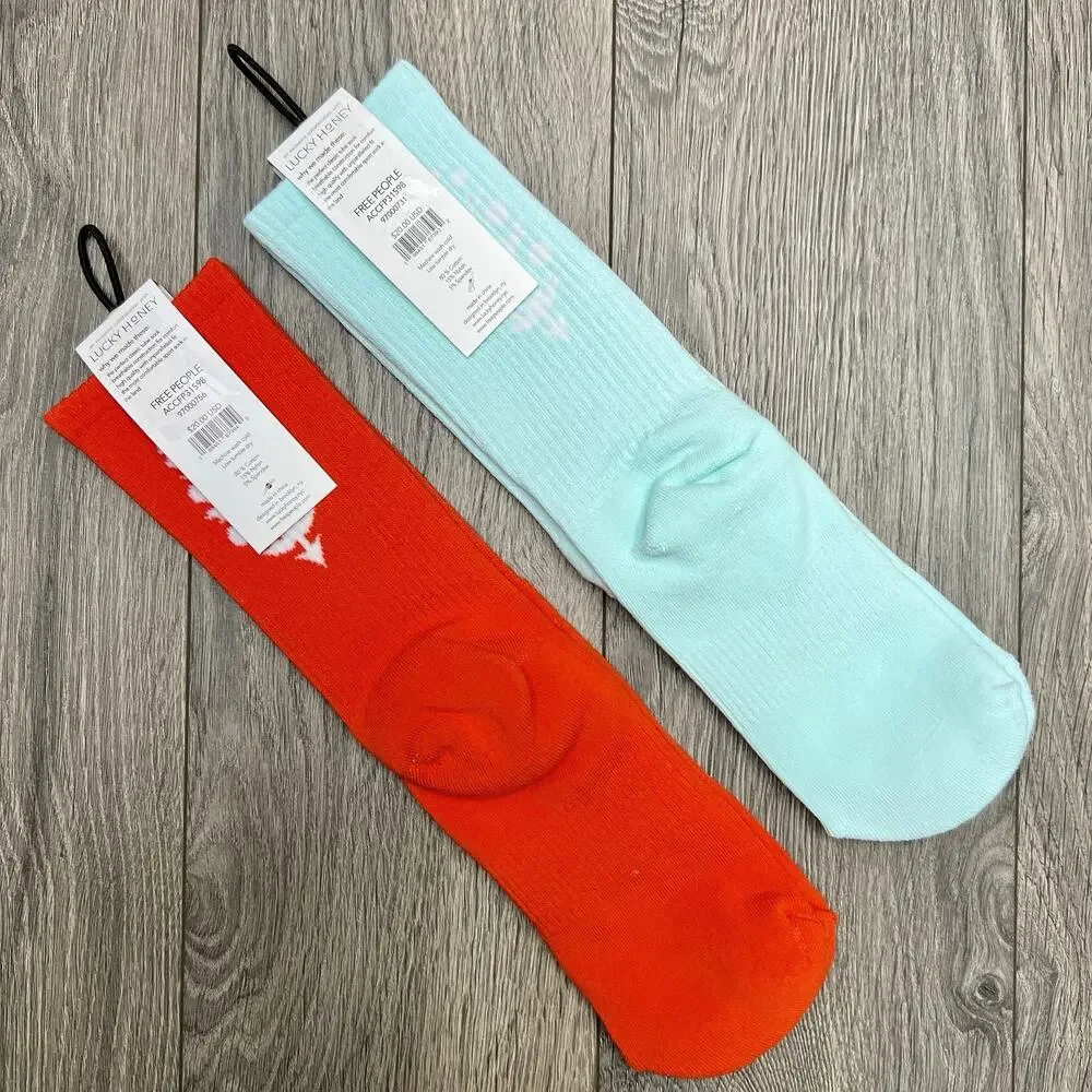 2 Pack Free People FP Movement Last Lap Tube Socks Lucky Honey Orange Green